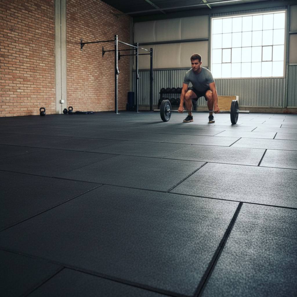 Heavy Duty 27m² Garage Gym Flooring Set - 20mm Thick Durable Rubber Tiles for Home Gym and Double Garages