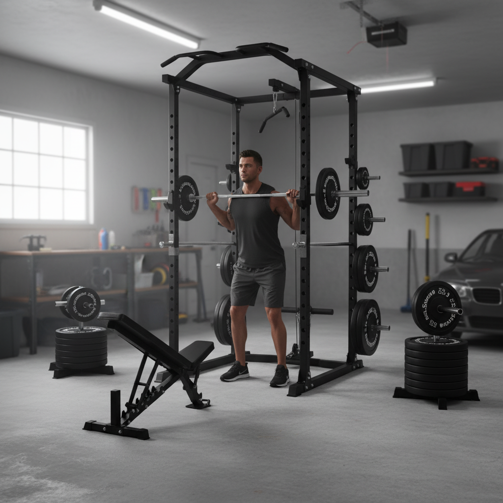 Premium 150kg Bumper Weight Set with Cable Squat Rack & 7FT Barbell, Heavy Duty Rubber Plates for Olympic Lifting