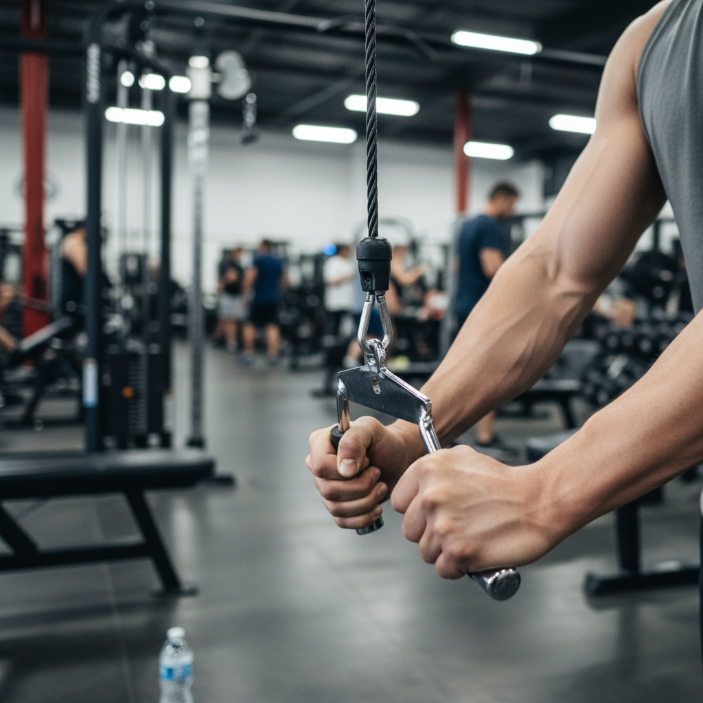 Heavy Duty Low Row Cable Attachment with Comfortable Rubber Handles for Strength Training