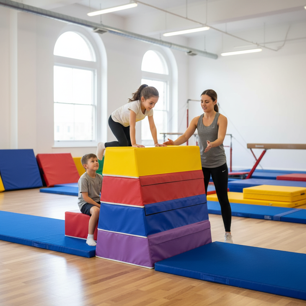 Premium 4 Tier Foam Vaulting Box for Young Gymnasts - Soft Vinyl with EPE Foam for Safe Training