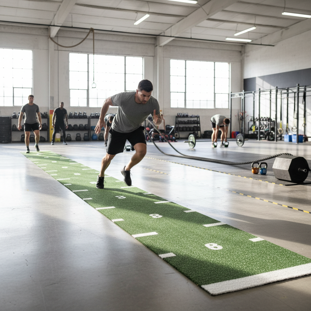 Premium Heavy Duty Astro Sprint Mat for Indoor Running and Sled Training - Durable Polyamide Surface with Versatile Exercise Applications