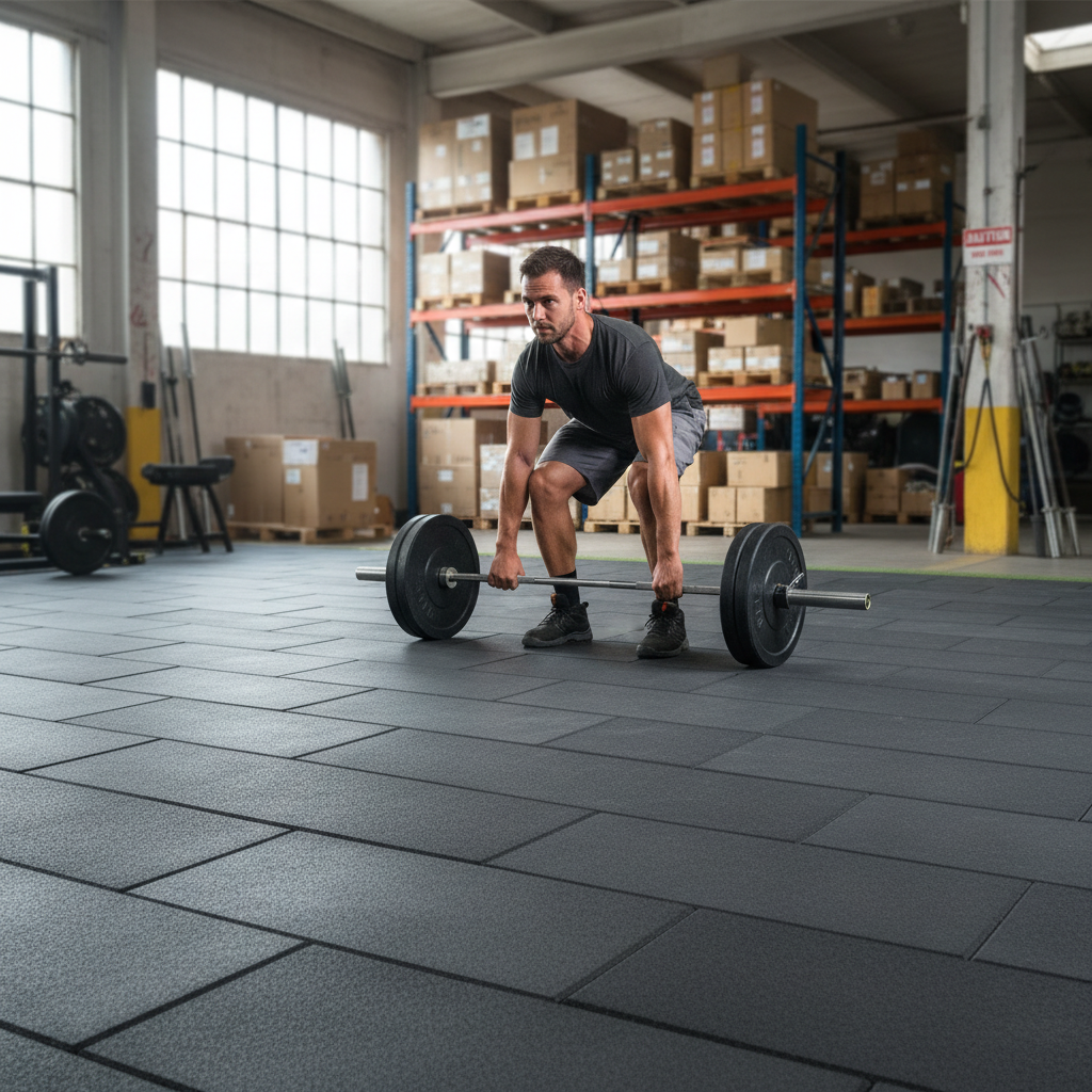 Premium Heavy Duty Grey Rubber Gym Flooring Tiles 1m x 50cm x 20mm for Fitness Spaces