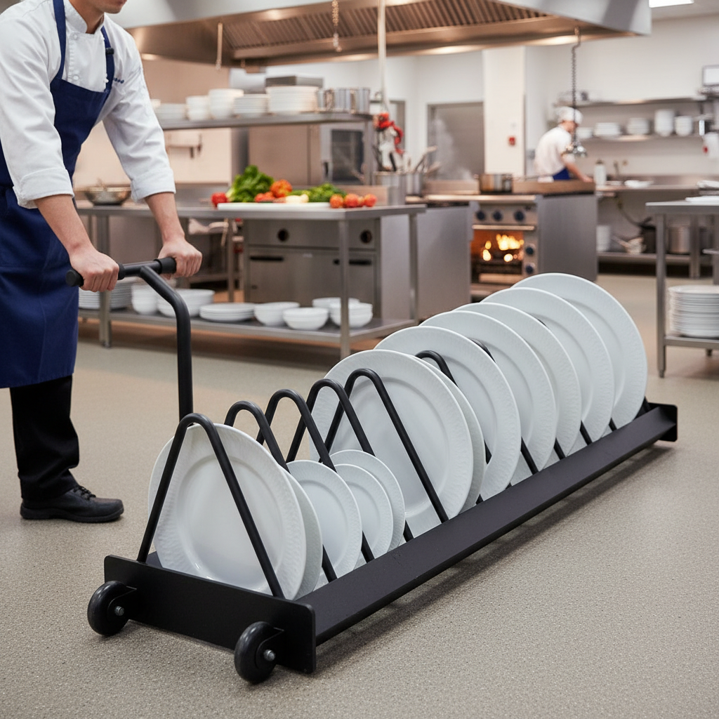Premium Extended Horizontal Plate Rack with Wheels for Efficient Storage and Easy Mobility - Holds 16 Olympic Bumper Plates