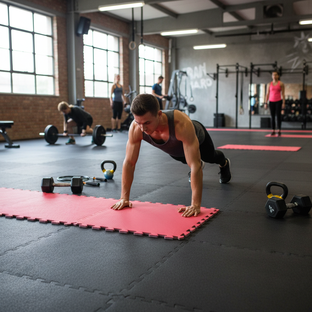 Premium Heavy Duty Reversible 20mm Jigsaw Mats - 1m x 1m Red and Black for Versatile Flooring Solutions