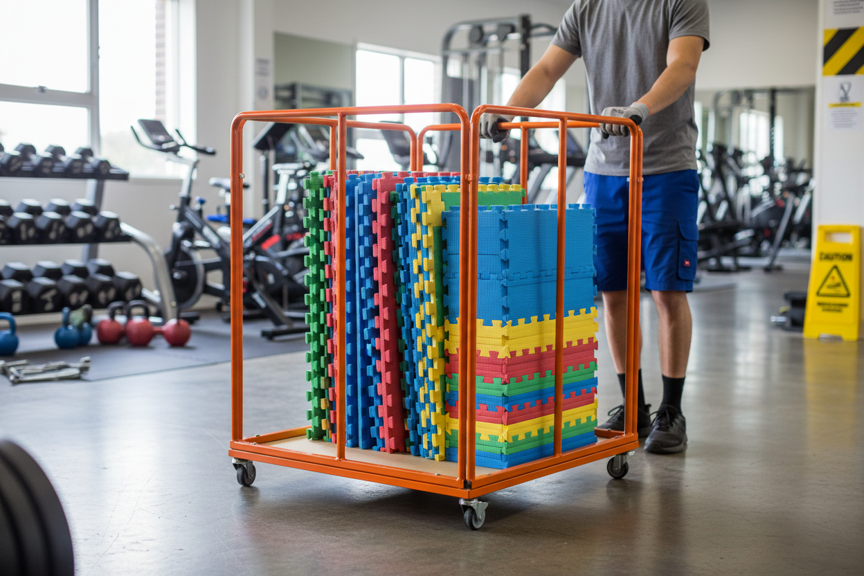 Premium Heavy Duty Gym Mat Trolley for 1m x 1m Mats - Mobile Storage with 150kg Capacity