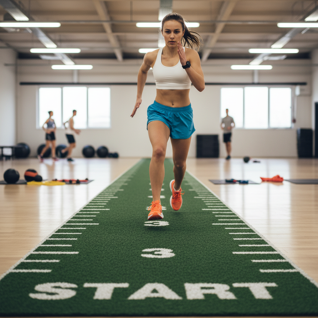 Premium Sprint Track with Distance Markings - Durable Artificial Turf for Functional Training and CrossFit