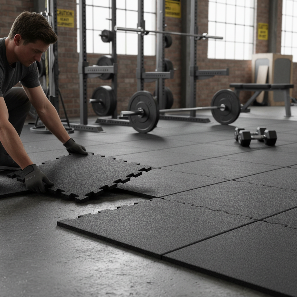 Premium 11mm Gym Flooring Tiles 100cm x 100cm - Non-Slip, Recycled Rubber for Weightlifting & Cardio Equipment