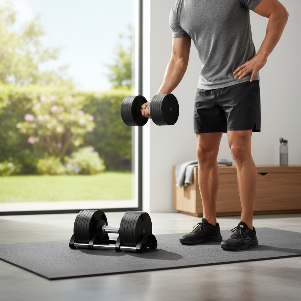 Premium 24kg Adjustable Dumbbells Pair - 6-in-1 Weight System with 4kg Increments for Home Gym