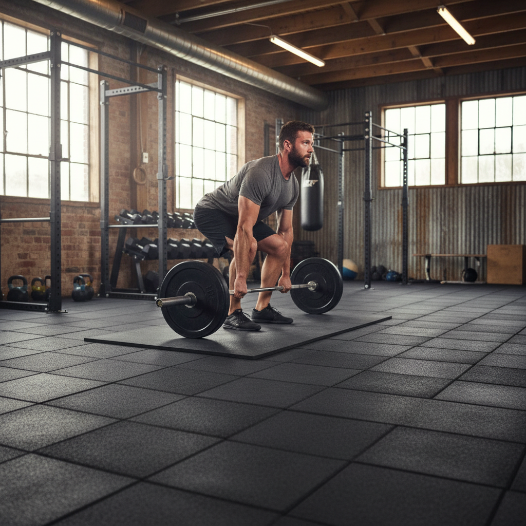 Premium Heavy Duty 20mm Black Rubber Gym Flooring Tiles for Commercial Use - 26 Tiles with No Bad Smells and Easy Installation