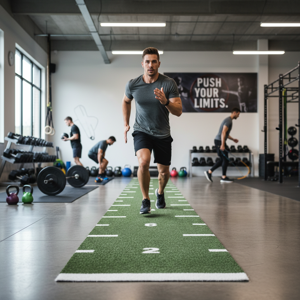 Premium Heavy Duty Astro Sprint Mat for Indoor Running and Sled Training - Durable Polyamide Surface with Versatile Exercise Applications