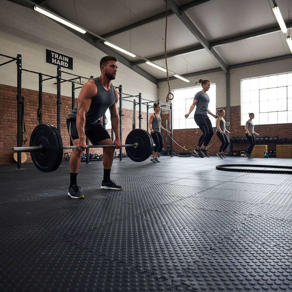 Premium 30mm Gym Floor Mats - Heavy Duty Rubber Tiles for Fitness Flooring - High-Quality Professional Grade for Industrial and Commercial Applicat...