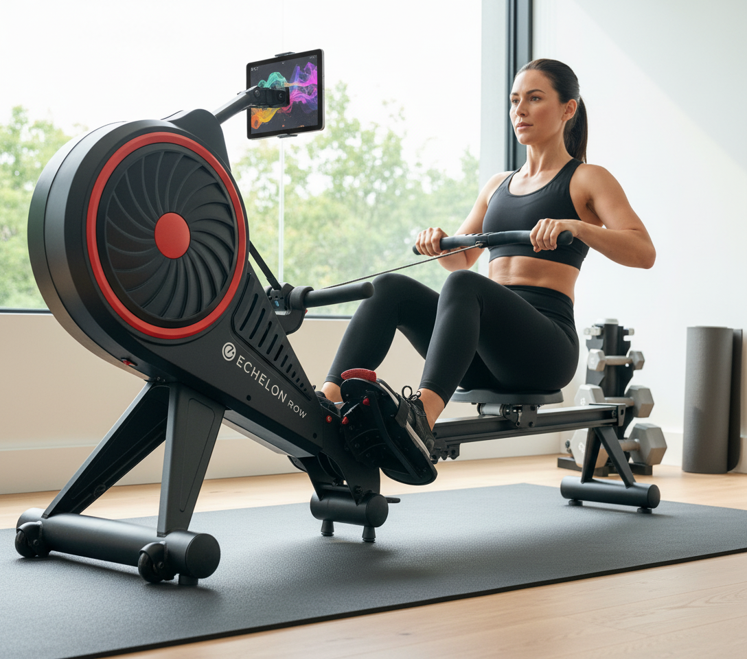 Premium Foldable Rowing Machine with 32 Levels of Resistance and Rotating HD Console for Total-Body Workouts