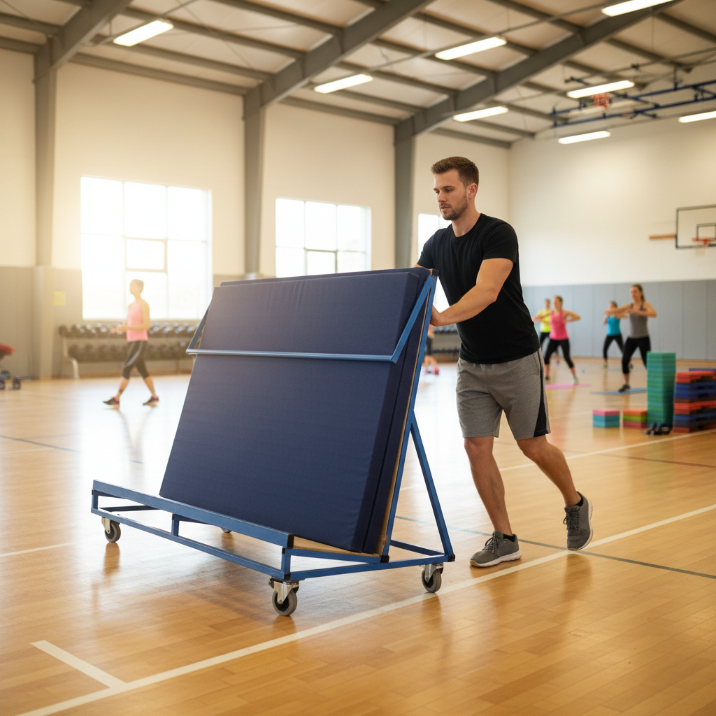 Premium Heavy Duty Incline Mat Trolley with Robust Steel Frame and Non-Marking Rubber Wheels for Storage and Transport