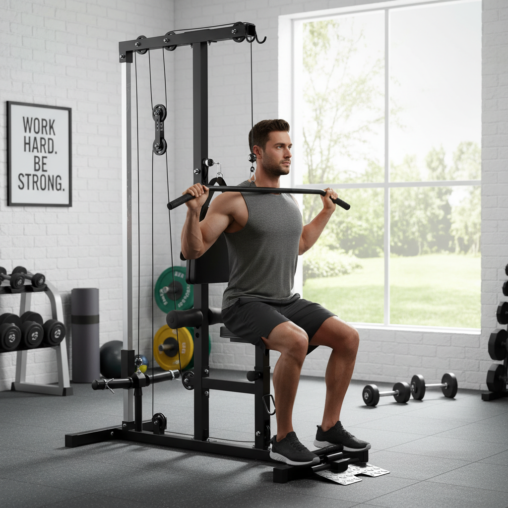 Premium Lat Pulldown Cable Machine with Adjustable Seat and 100kg Resistance for Full-Body Training