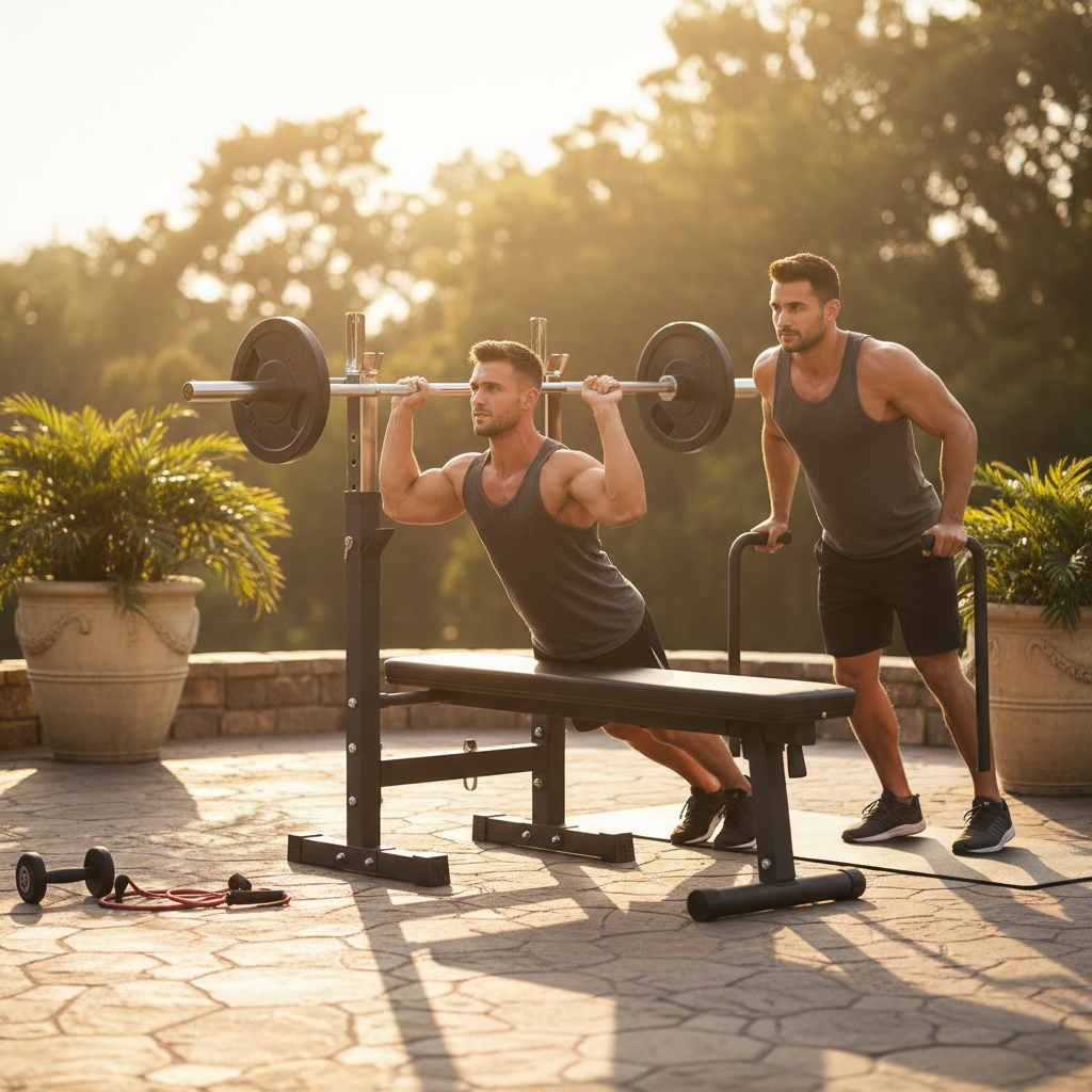 Premium Folding Weight Bench with Dip Station - Compact and Versatile Design for Strength Training and Core Workouts