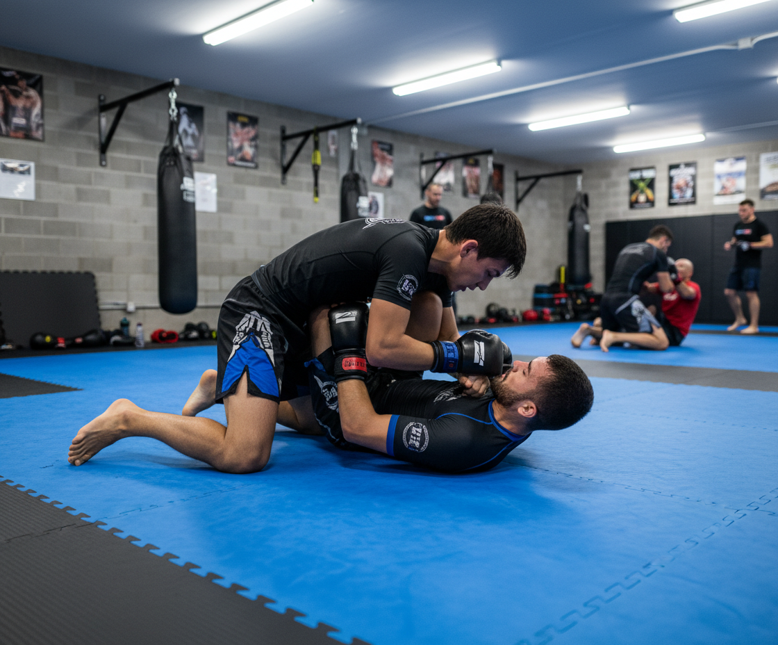 Premium High-Performance 40mm Thick MMA Blue/Black Tatami Grip Foam Mat for Martial Arts Training