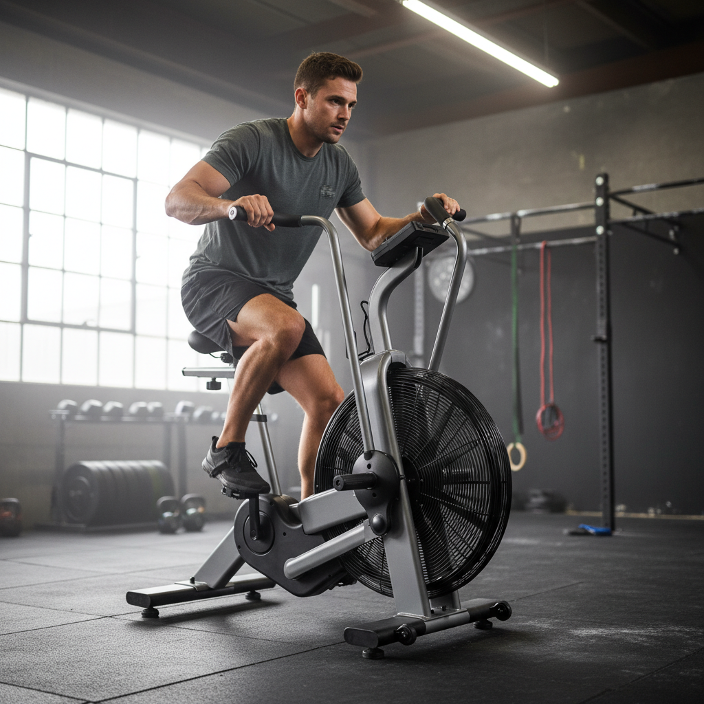 High-Performance Commercial Air Bike with Unlimited Air Resistance and Heavy-Duty Steel Frame for Full-Body Workouts
