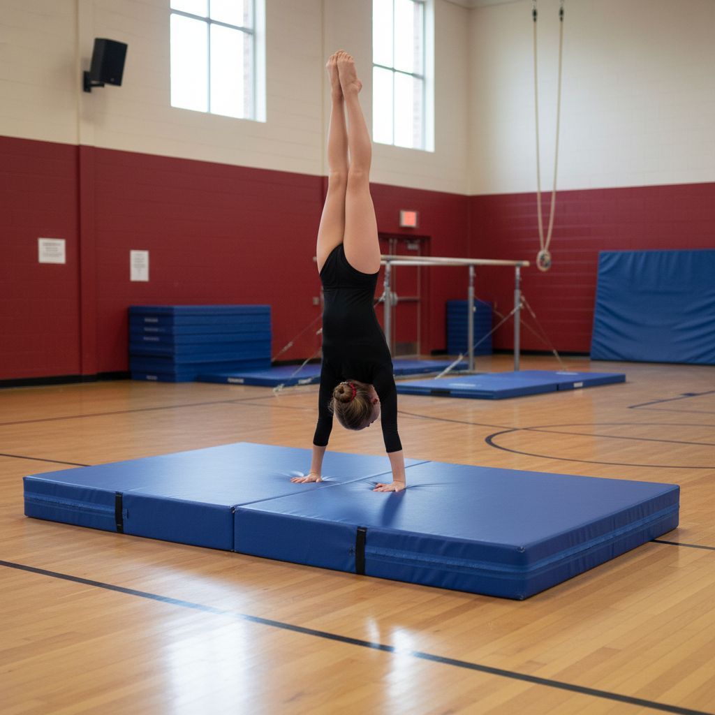 Premium Folding Crash Mat - 4ft x 8ft x 8" Thick, Bi-Fold Design for Safe Landings in Gymnastics, Martial Arts, and Fitness Training