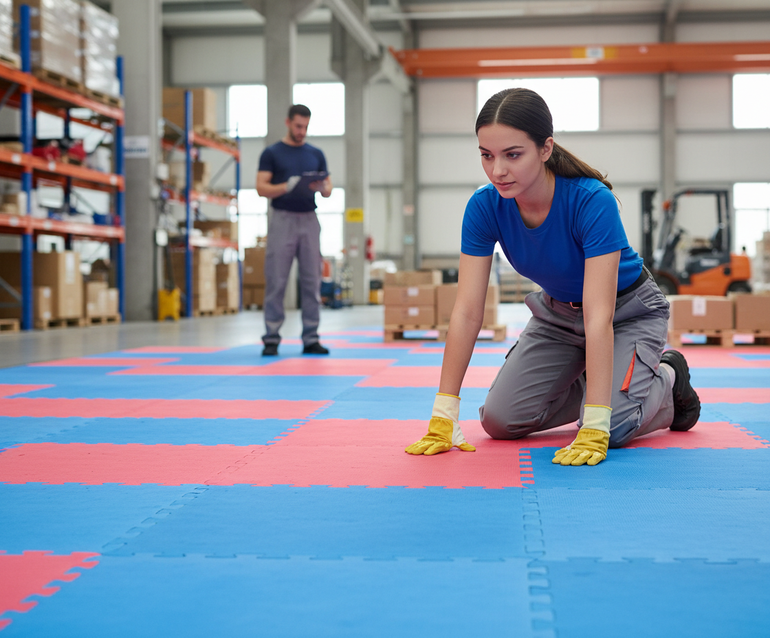 Premium 20mm Red/Blue Jigsaw Mat 1m x 1m - No Smell, Lightweight, Anti-Bacterial, Impact Absorbing