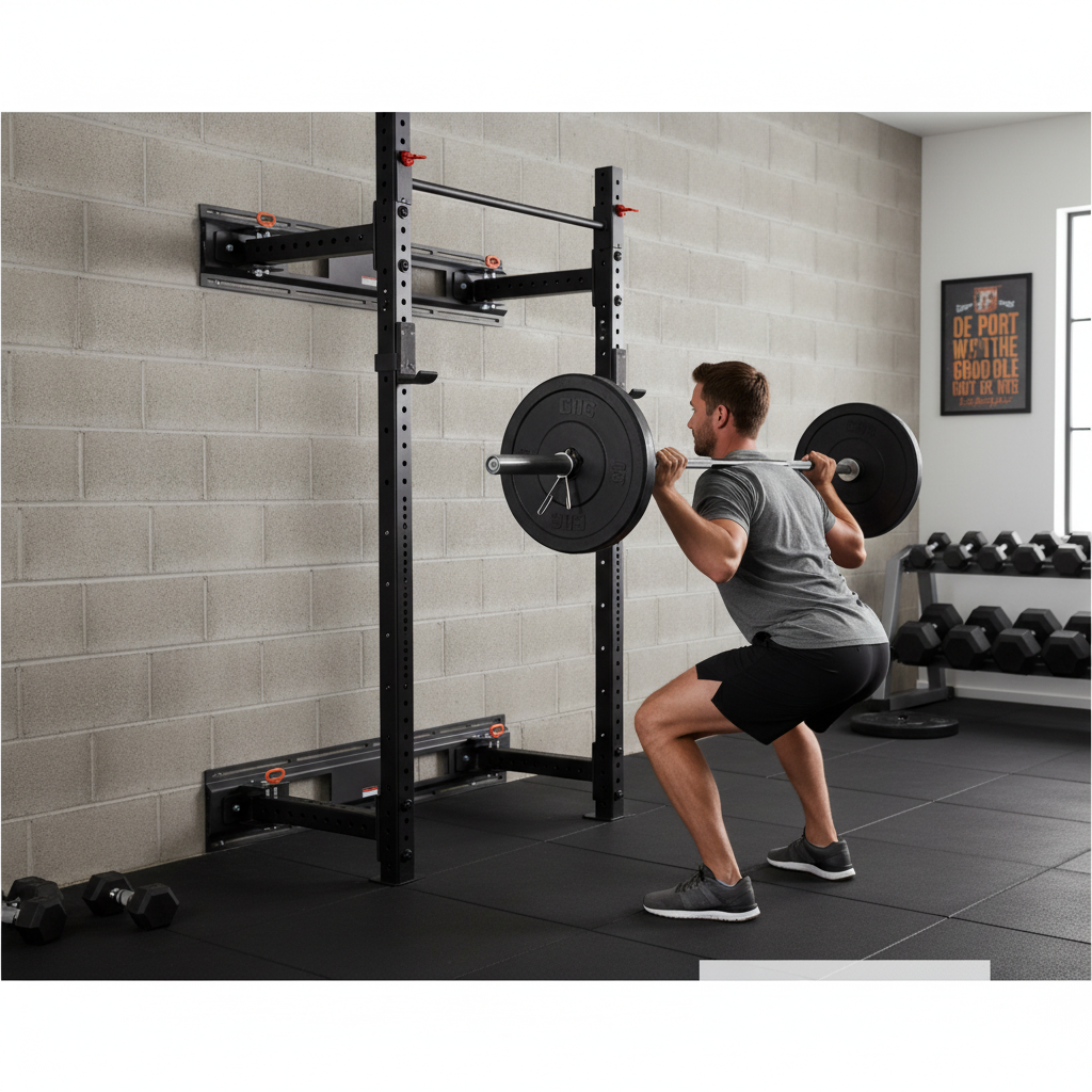 Premium Foldable Squat Rack with Heavy Duty Construction, Adjustable Pull-Up Bar, and High Load Capacity for Home Gym