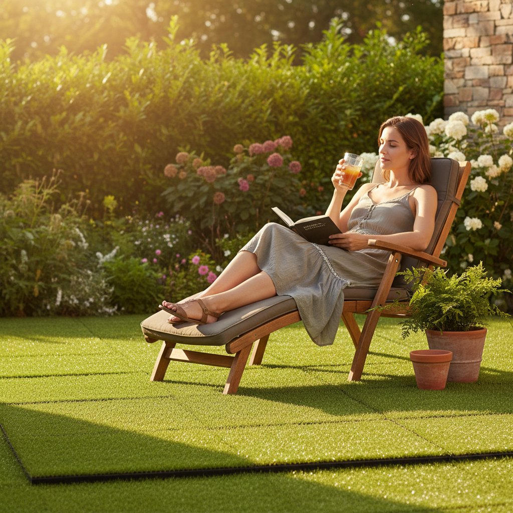 Premium Artificial Grass Rubber Floor Tiles 1m x 1m x 50mm - Heavy Duty, Eco-Friendly, Easy Installation for Safe Outdoor Spaces