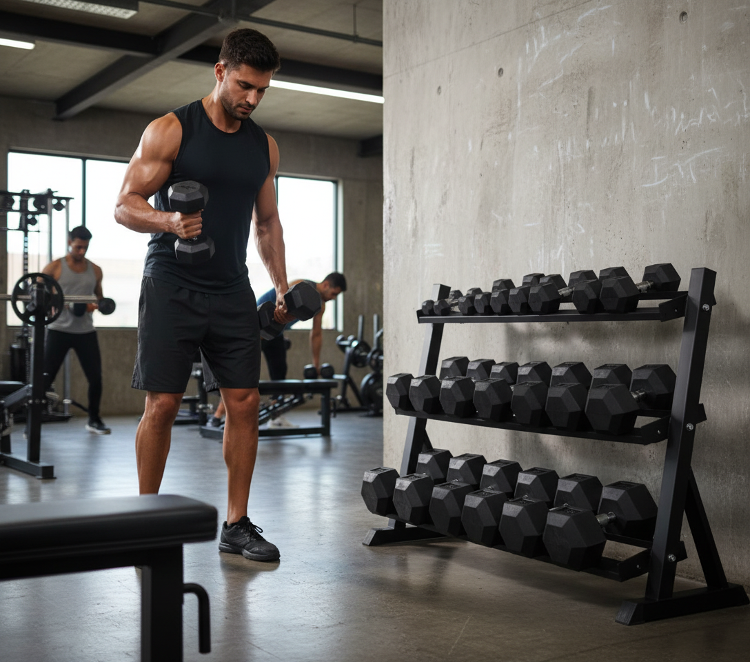 Premium Hex Dumbbell Set 2.5kg to 30kg - Professional Rubber Ends with Ergonomic Grips and Heavy Duty Storage Rack