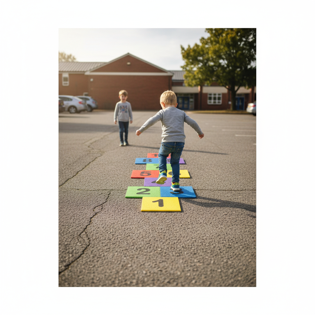 Premium 50cm x 50cm x 30mm Rubber Playground Hopscotch Tiles with Durable EPDM Top Layer for Enhanced Safety