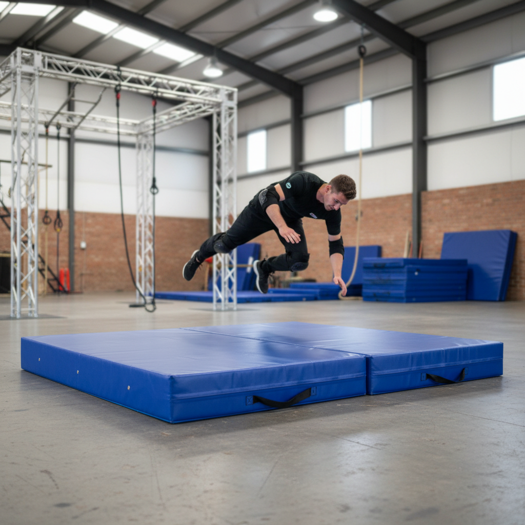 Premium Heavy Duty Crash Mats - Shock Absorbing PU Foam with Flame Retardant Cover for Gymnastics, Parkour, and Martial Arts