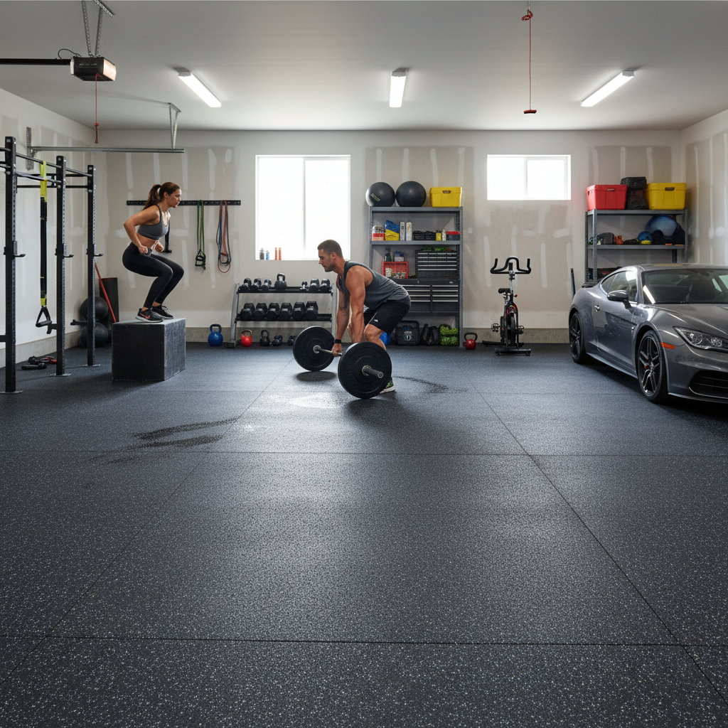 Premium 55m2 Rubber Gym Flooring - Ergonomic, Non-Slip, Shock Absorbing Tiles for Sports and Fitness Centers