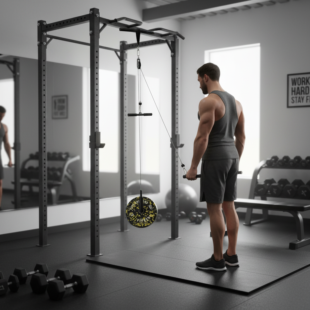 Professional Cable Pulley System with Adjustable 2m Steel Cable and Heavy-Duty Build for Versatile Strength Training Anywhere