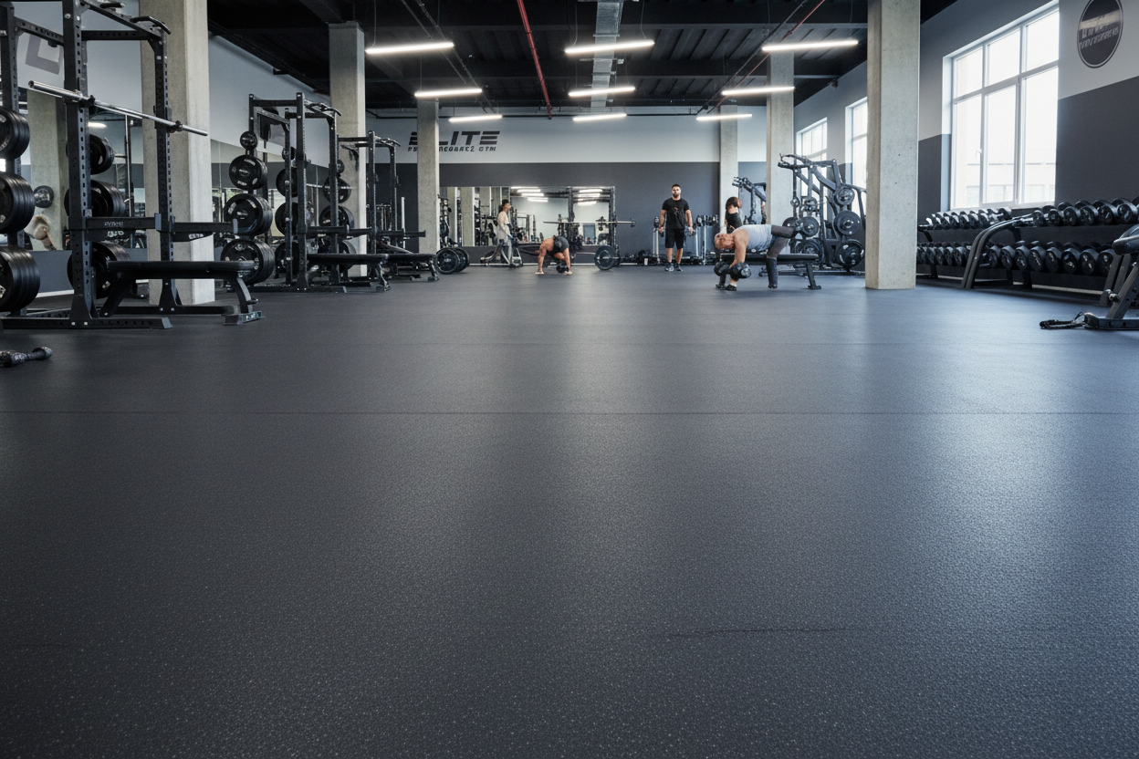 Commercial gym with roll flooring