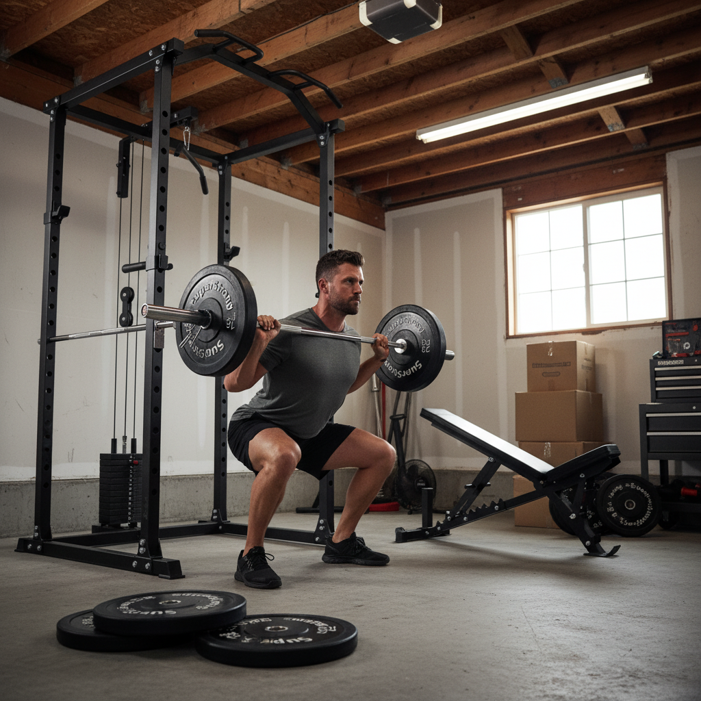 Premium 150kg Bumper Weight Set with Cable Squat Rack & 7FT Barbell, Heavy Duty Rubber Plates for Olympic Lifting