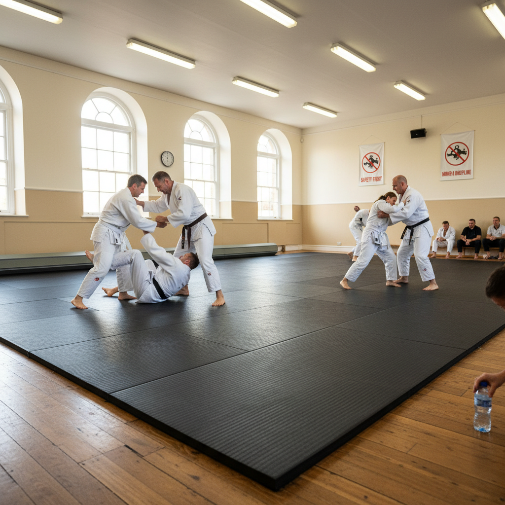 Premium Heavy Duty Rollaway Gymnastics Wrestling Martial Arts Mat - 2m x 3m Vinyl Top with XPE Foam Base in Blue or Black