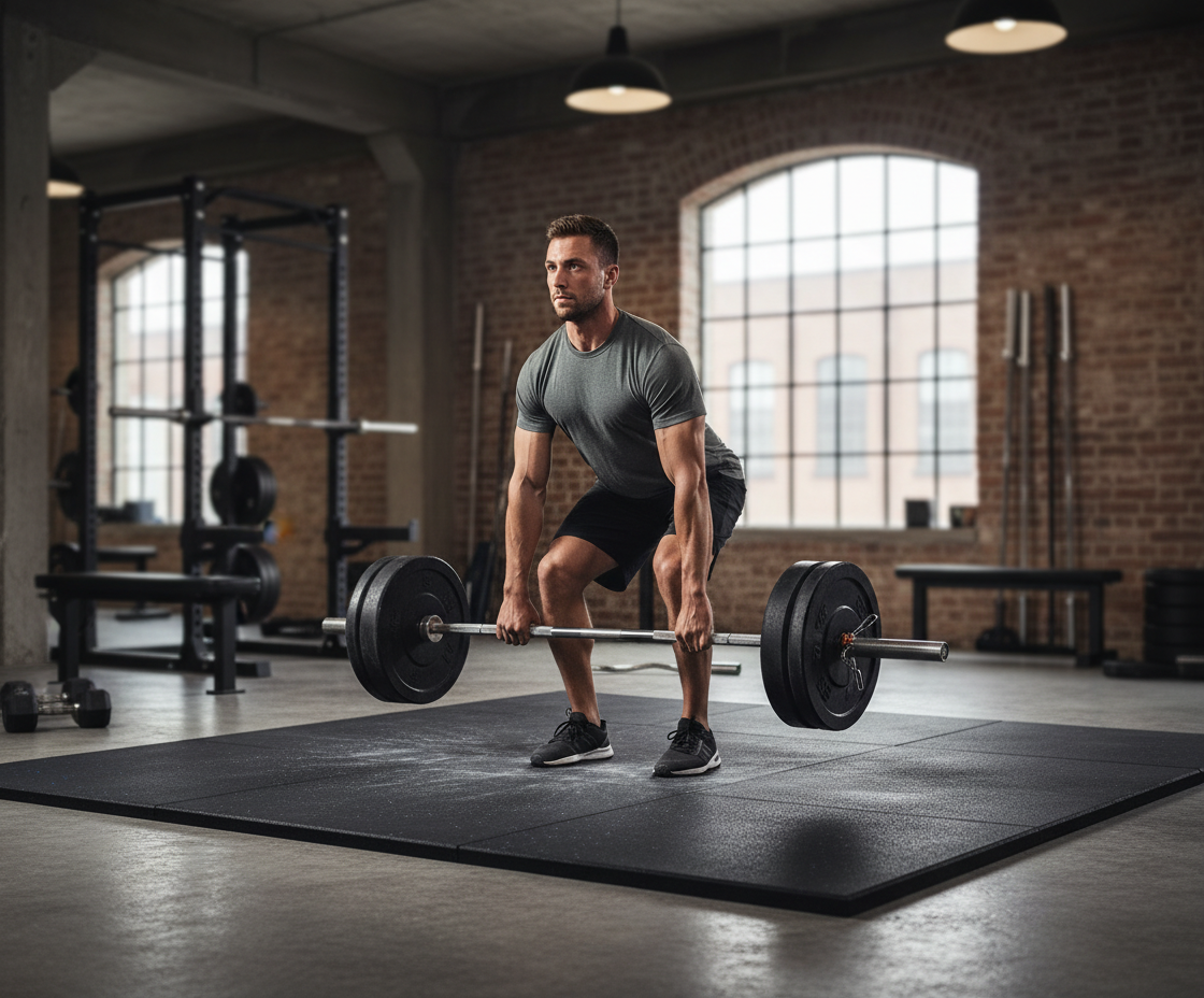 Premium Heavy Duty Rubber Gym Mats 1m x 1m x 20mm for Weight Training and Shock Absorption