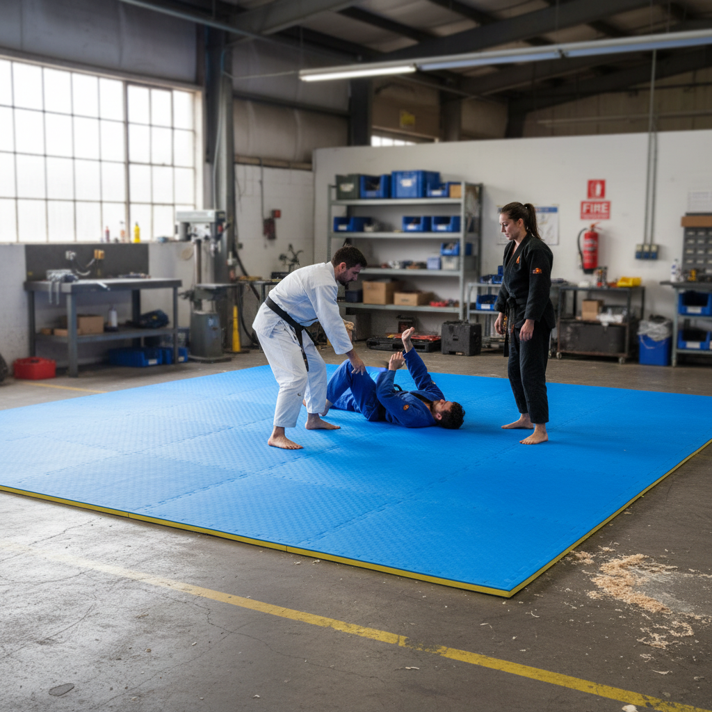 Premium 20mm Reversible Tatami Mats - Yellow and Blue 1m x 1m Jigsaw Flooring for Martial Arts and Training