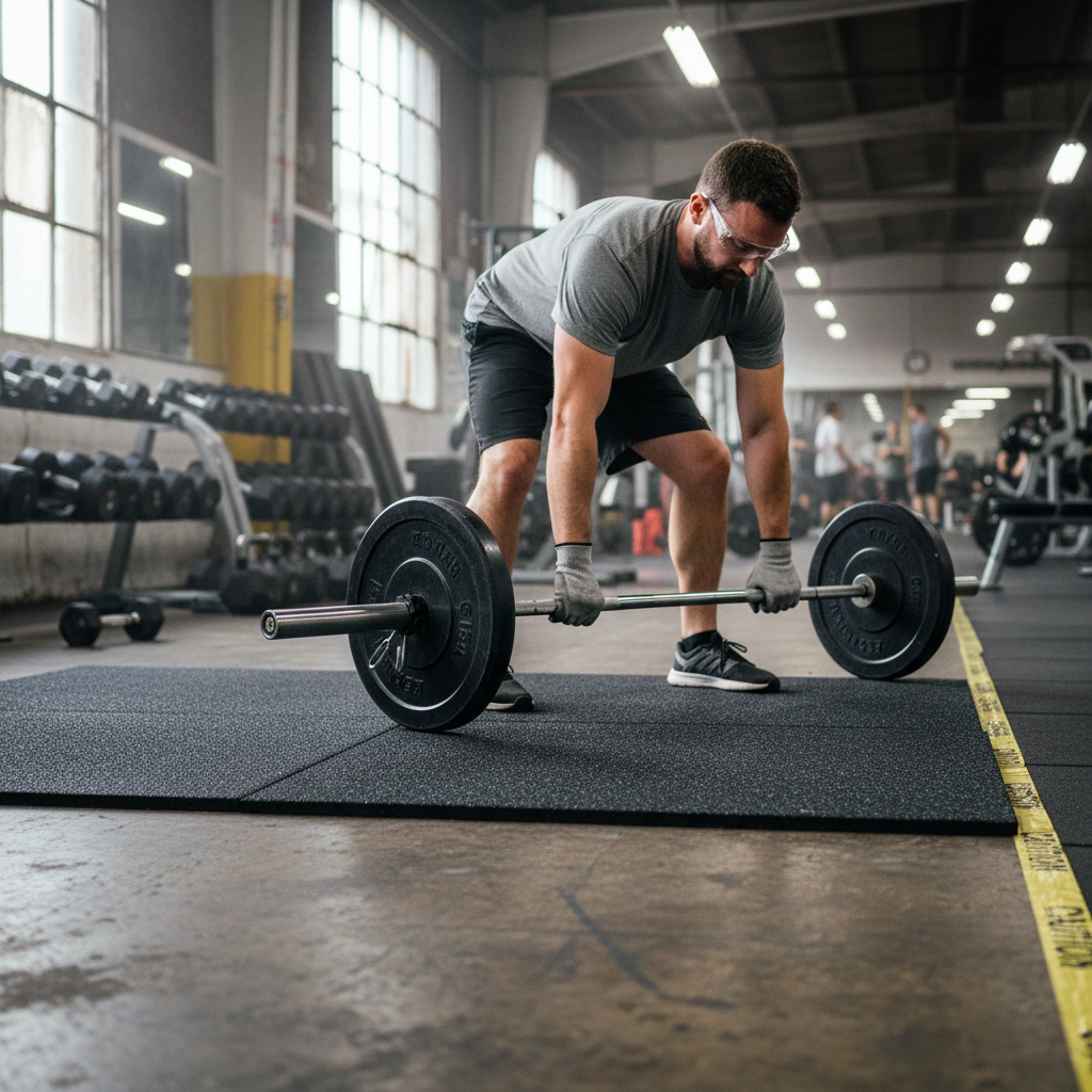 Premium Heavy Duty Rubber Gym Flooring Tiles - 1m x 1m Grey and Blue Fleck with Self-Locking Mechanism for Easy Installation