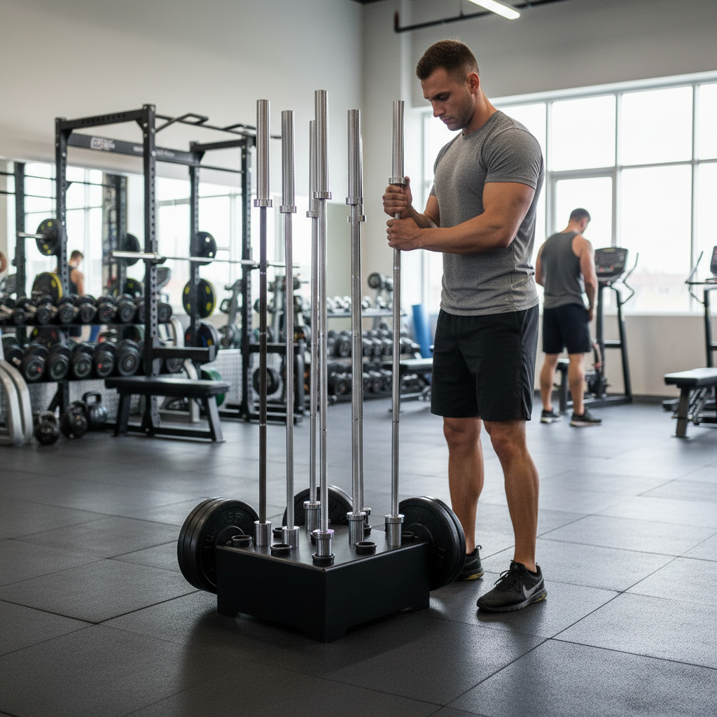 Premium Olympic Barbell Storage Cube Rack - Holds 9 Barbells, Heavy Duty Steel Construction, Compact Design for Home Gym and Fitness Facilities