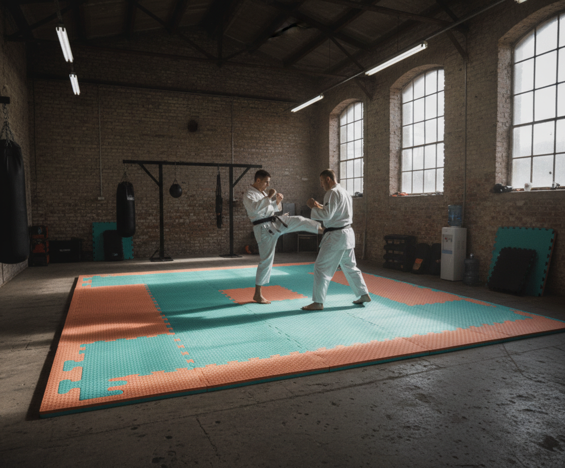 Premium 20mm Jigsaw Mats for Karate and Kickboxing - High Grip, Waterproof, Bi-Tone Design