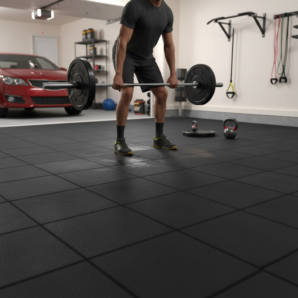 Premium Heavy Duty 20mm Black Rubber Gym Flooring Tiles for Commercial Use - 26 Tiles with No Bad Smells and Easy Installation