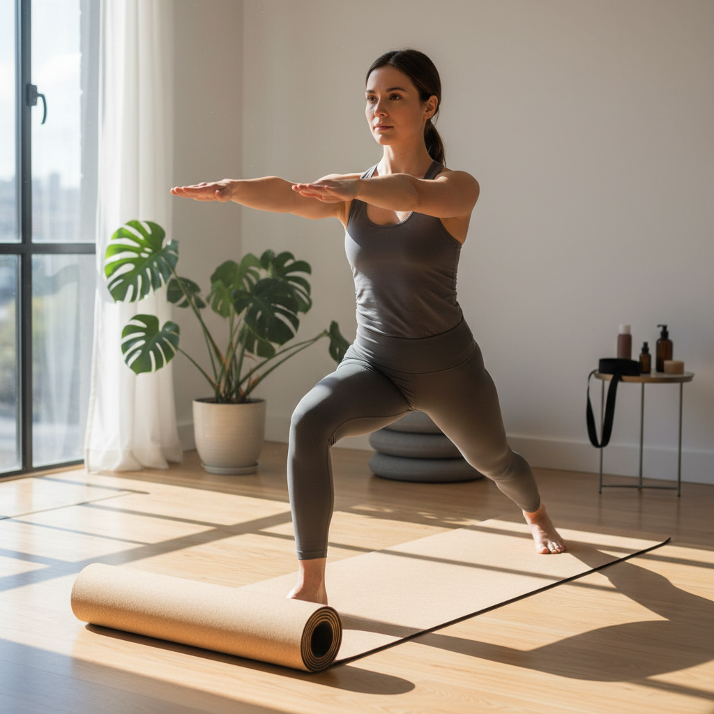 Premium Eco-Friendly Cork Yoga Mat with Non-Slip Surface and Durable Natural Rubber Base for Ultimate Comfort and Grip