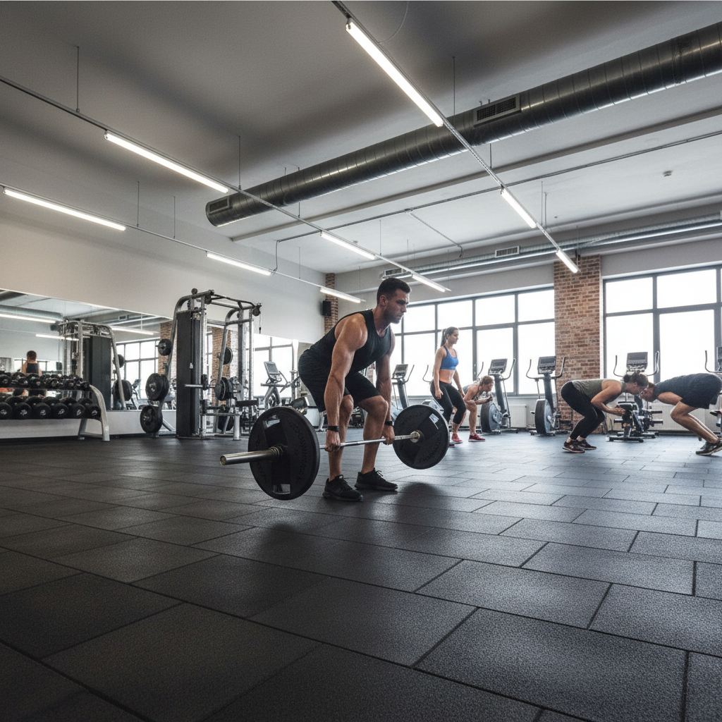 Premium 20mm Gym Rubber Flooring Mats - Eco-Friendly, High Density, Safe for Fitness and Weightlifting