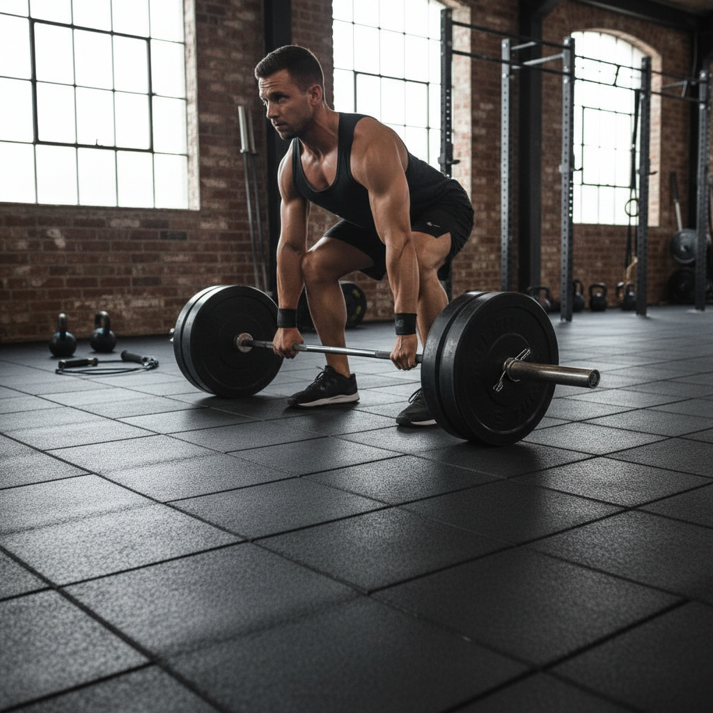 Premium Heavy Duty Rubber Gym Flooring Tiles 100cm x 50cm, 20mm Thickness for Weightlifting and CrossFit Areas