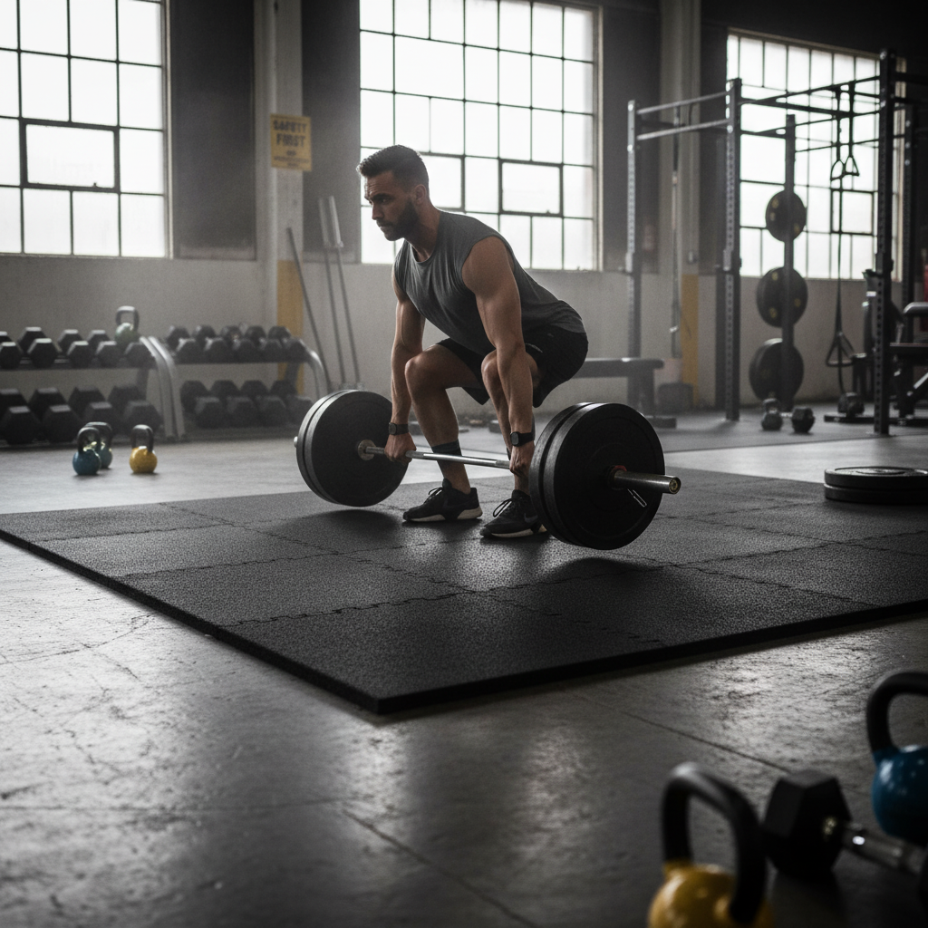 Premium 30mm Heavy Duty Gym Floor Mats 100cm x 100cm for High-Impact Exercise - High-Quality Professional Grade for Industrial and Commercial Appli...