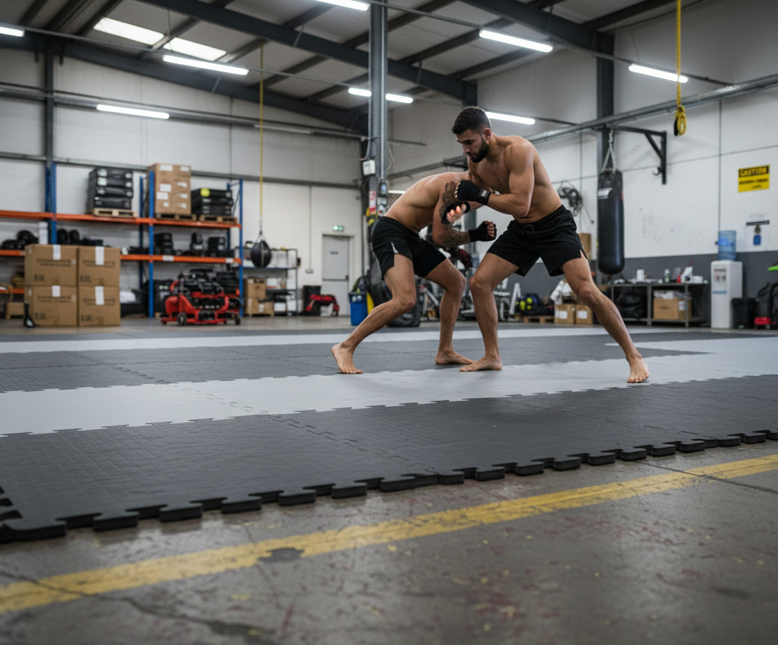 Premium 40mm Reversible Jigsaw Mat for MMA and BJJ - Durable Grey Tatami Grip, 1m x 1m with High Impact Foam