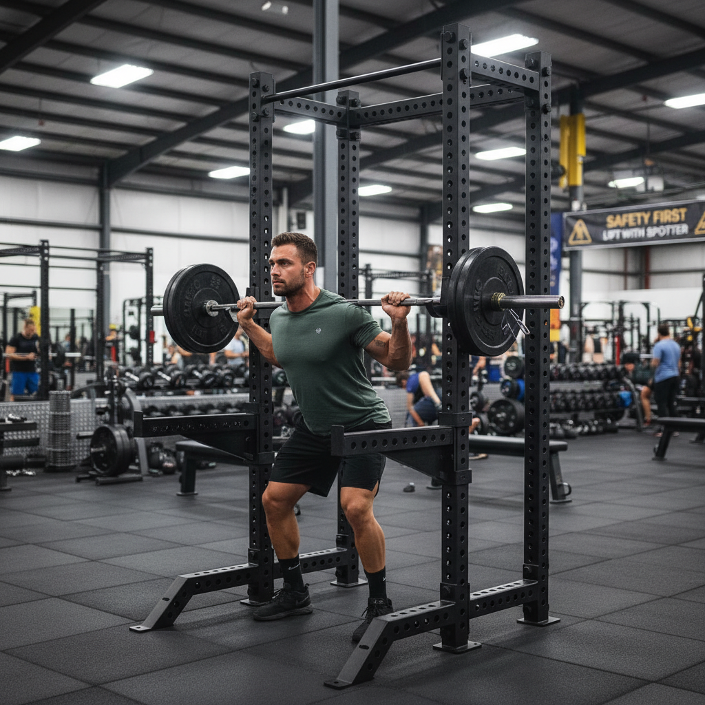 Premium Heavy Duty Power Rack with Thick Frame for Home Gym - Compact, Durable, and Ultra-Stable Design for Strength Training