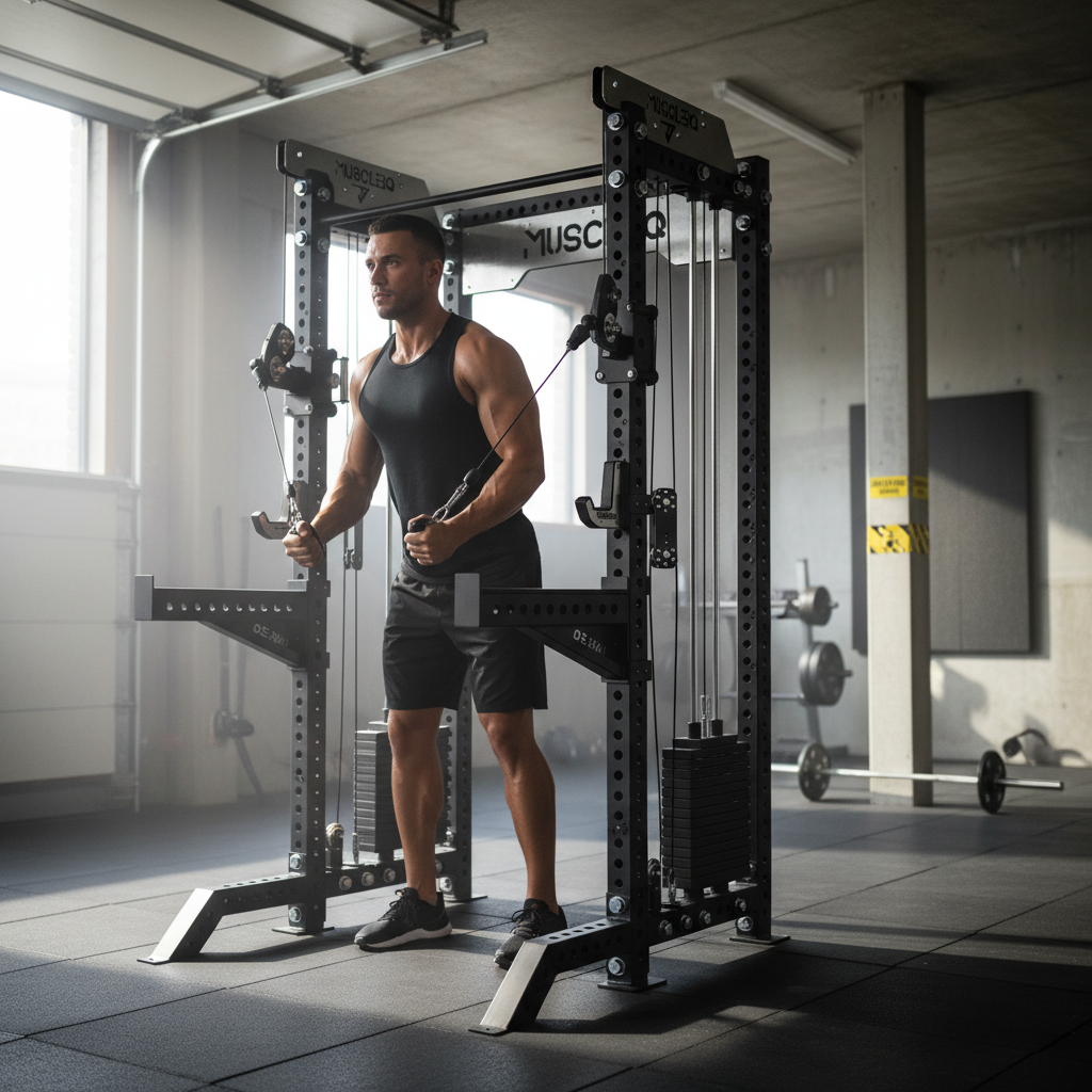 Premium Multi-Functional Power Rack with Smith Machine, Adjustable Cables, and Customizable Weight Stacks for Home and Commercial Gym Use
