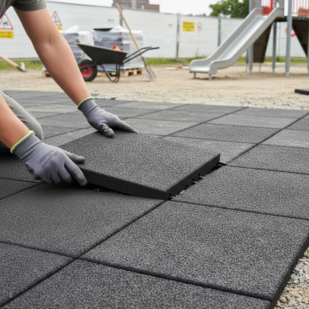 Premium Heavy Duty Rubber Playground Tiles 50cm x 50cm x 40mm with Shock Absorption and Slip Resistance