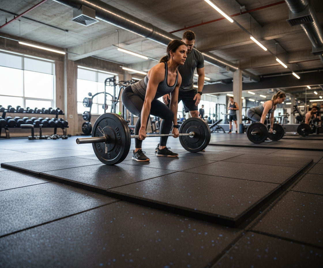 Premium Heavy Duty Rubber Gym Mats 1m x 1m x 20mm for Weight Training and Shock Absorption